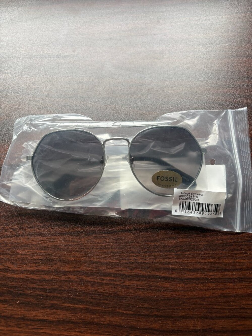 Fossil Metal Round Oval Sunglasses Black Silver X82530 Aviator Style Chic Retro